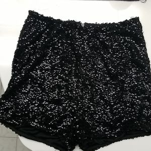 Sequins Black Shorts